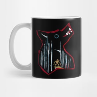 big wolf in the dark woods ecopop Mug